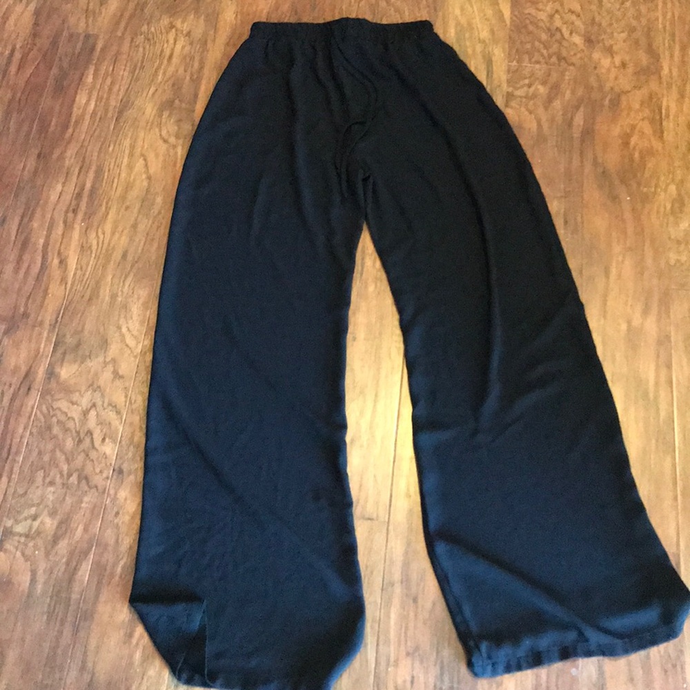 Black wide leg swimsuit coverup. Size L